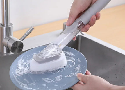 Kitchen Cleaning Brush 2 In 1 Long Handle Cleaing Brush with Removable Brush Sponge Dispenser Dishwashing Brush Kitchen Tools