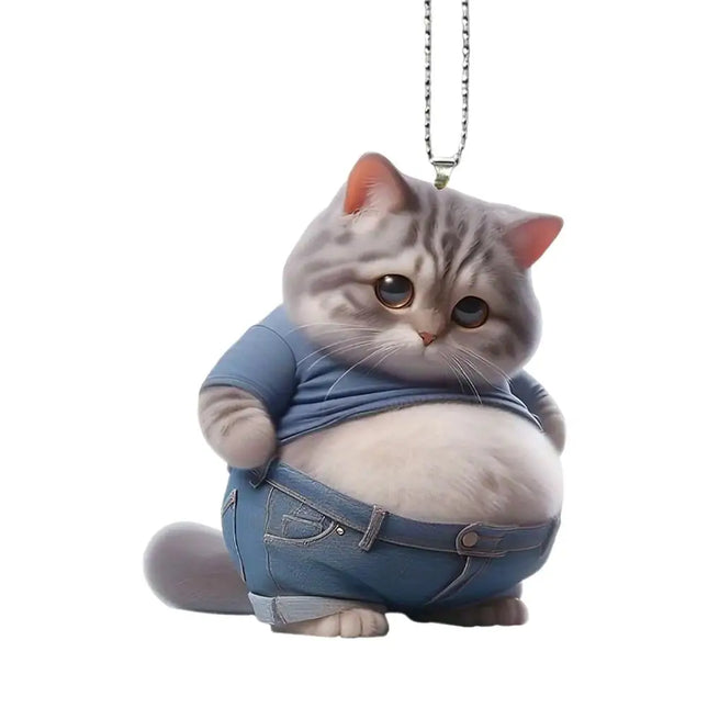 Fat Puppy Keychain 2D Flat Acrylic Cartoon Dog Ornament Car Mirror Backpacks Hanging Pendant For Home Decor