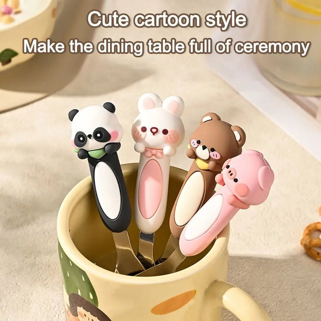 316 Stainless Baby Special Feeding Spoon Silicone Yuanbao Spoon Deepen Soup Spoon Tableware Gadgets Anti Slip Handle