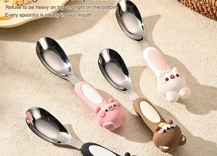316 Stainless Baby Special Feeding Spoon Silicone Yuanbao Spoon Deepen Soup Spoon Tableware Gadgets Anti Slip Handle