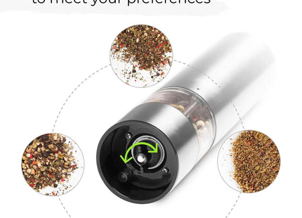 Electric Salt Pepper Grinder Set One Handed Operation Stainless Steel Spice Mill With Light Automatic Pepper Grinde for Kitchen