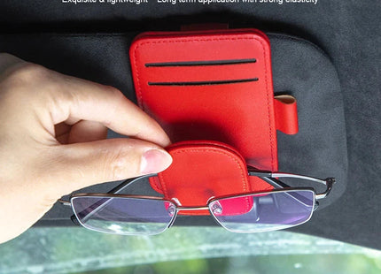 Car Sunglasses Holder Sun Visor Glasses Clip Multifunction Leather Eyeglasses Hanger Portable Ticket Card Clip Car Accessories