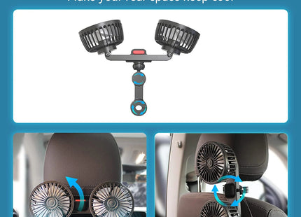 Car Fan 360° 3-speed Car Seat Back Cooling Fan USB Charge Dual Head Fan Adjustable Rotation Neck Cooler for Car Home Accessories
