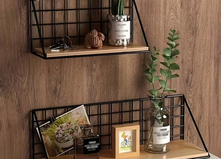 1PC Wooden Iron Wall Shelf Wall Mounted Storage Rack for Kitchen Bedroom Home Decor Bathroom Organizer Bathroom Accessories