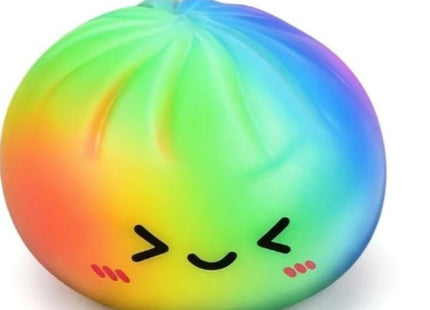 Rainbow Color Dumpling Squishy Toy with Bamboo Slow Rising Stress Relief Fidget Ball Soft Squeeze Toys for Adults & Kids