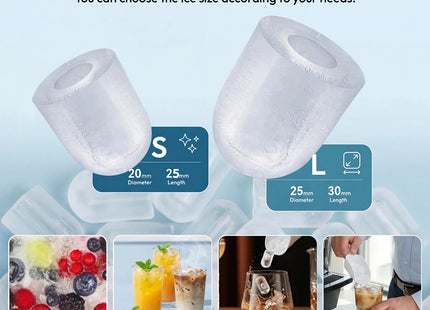 Loefme Ice Maker Cubes Machine Small Automatic Cleaning Bullet Shaped Ice Makers Fast Ice Making For Households Caffee Camping