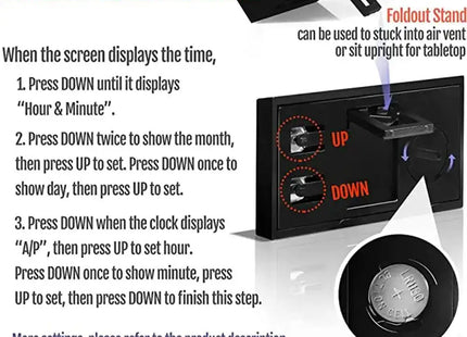 Car Electronic Clock Dashboard Time Electronic Digital Display Car Clock Self Adhesive Simple Digital Clock Car Accessories
