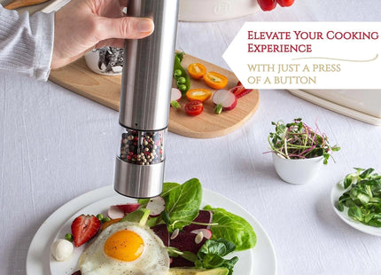 Electric Salt Pepper Grinder Set One Handed Operation Stainless Steel Spice Mill With Light Automatic Pepper Grinde for Kitchen
