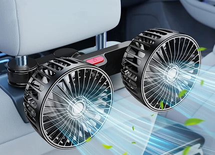 Car Fan 360° 3-speed Car Seat Back Cooling Fan USB Charge Dual Head Fan Adjustable Rotation Neck Cooler for Car Home Accessories