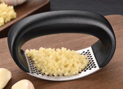 Stainless Steel Garlic Press, Curved Rocking Garlic Mincer Kitchen Gadget