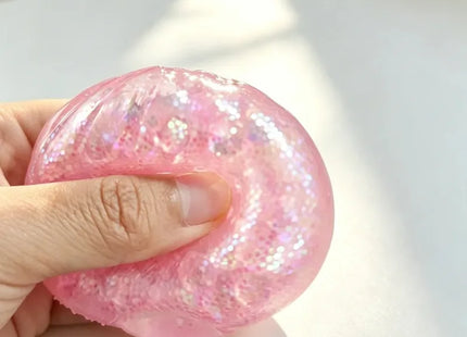 Steamed Bun Squeeze Toy Simulation Bao Stress Relief Fidget Toy with Beads Sparkles Soft Squishy Sensory Decompression Accessory