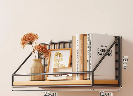1PC Wooden Iron Wall Shelf Wall Mounted Storage Rack for Kitchen Bedroom Home Decor Bathroom Organizer Bathroom Accessories