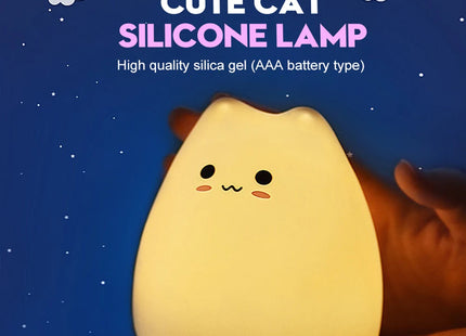 Cute Cat Night Light RGB Color Changing Nursery Nightlights with Warm White and 7-Color Breathing Modes For Kids Baby Children