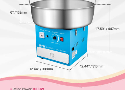 SucceBuy Electric Cotton Candy Machine 1000W Commercial Candy Floss Maker with Stainless Steel Bowl for  Birthday Family Party