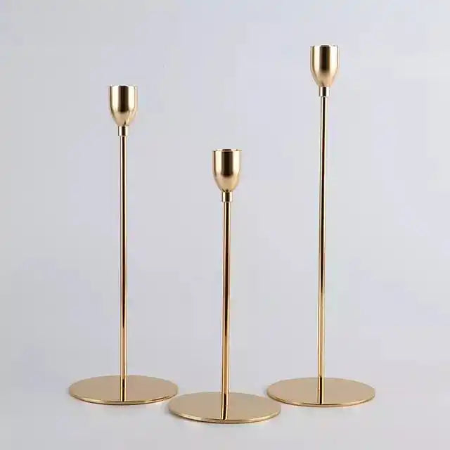 Antique Luxury Tall Gold Stainless Steel Handmade Eco-Friendly Candlestick Holder Stand Home Decor for Wedding Christmas Easter