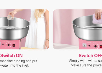 SucceBuy Electric Cotton Candy Machine 1000W Commercial Candy Floss Maker with Stainless Steel Bowl for  Birthday Family Party
